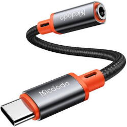 Mcdodo 040970 Mcdodo CA-7561 USB Type-C - 3.5mm Jack aljzat adapter, flexibilis kábel, narancs-ezüst (040970)