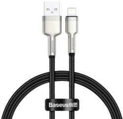 Baseus CAFULE adatkábel és töltő (USB - lightning 8pin, 2.4A, PD gyorstöltés, törésgátló, 25cm, cipőfűző minta) FEKETE (CALJK-01)