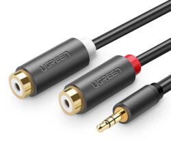 UGREEN AV109 Apa, 3, 5 mm-es jackdugó 2x RCA-aljzathoz (Cinch) 0, 25 m (fekete)