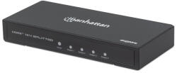 Manhattan hdmi splitter - hdmi to hdmi (4 portos 4k@60hz, ac powered, fekete)