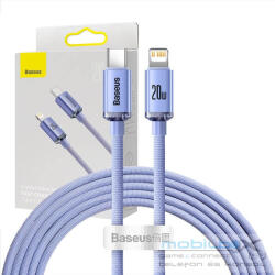 Baseus Crystal USB-C-Lightning kábel, 20W, PD, 2m, lila