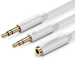 UGREEN AV140 AUX audio splitter fejhallgató + mikrofon 3, 5 mm-es mini jack kábelhez 28cm fehér (20897) (UG20897)