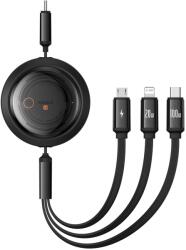 Baseus Free2Draw visszahúzható Type-C - Lightning/Type-C/microUSB kábel 100W 1.1m - fekete