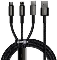 Baseus töltőkábel 3in1 (USB - lightning/Type-C/microUSB, gyorstöltő, 150cm, törésgátló) FEKETE CAMLTWJ-01 (CAMLTWJ-01)