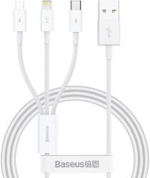 Baseus Superior Series USB-A - Type-C / Lightning / microUSB kábel 3.5A 0.5m - fehér