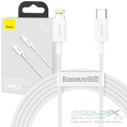 Baseus Superior Series USB-C-Lightning kábel, 20 W, PD, 2 m, fehér