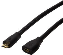 LogiLink USB 2.0 kábel, Micro-USB/M - Micro-USB/F, fekete, 5 m