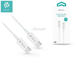 DEVIA USB Type-C - USB Type-C adat- és töltőkábel 1, 2 m-es vezetékkel - Devia Smart PD Cable for Type-C - 60W - fehér - bluedigital