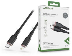 ACEFAST Type-C - Lightning töltő- és adatkábel 1, 2 m-es vezetékkel - ACEFAST C2-01 Mellow Charging Data Cable - 30W - fekete (Apple MFI engedélyes)
