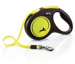 flexi neon szalagos automata póráz M 5m 20kg -ig sárga
