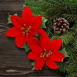 Family Decor Mikulásvirág, glitteres, piros, 13x13 cm (58967) (58967)