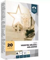 Aqualing Dekortrend: Csillag ablakdísz, 20 LED, meleg fehér fényű