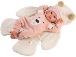 Llorens Llorens: Újszülött 36cm-es síró baba barack színű macis ruhában