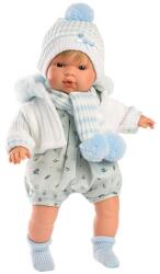 Llorens Llorens: Sasha 38cm-es síró baba kék-fehér sapiban