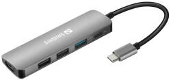 Sandberg notebook dokkoló - usb-c dock hdmi+3xusb+pd 100w (usb-c bemenet; hdmi+usb-c+1xusb-a3.0+2xusb-a2.0 kimenet)