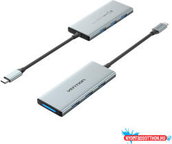 Vention USB-C to HDMI/USB 3.0x3/SD/TF/PD Dokkoló 0.15M Gray Aluminum Alloy Type (TOPHB) - nyomtassotthon
