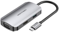 Vention USB-C dokkolóállomás HDMI-hez, VGA, USB 3.0, PD 0, 15 m Vention TOAHB, szürke
