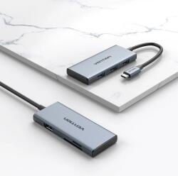 Vention USB-C to HDMI/USB 3.0x3/SD/TF Dokkoló Aluminum Alloy Type 0.15M Gray (TOOHB) - totalprint