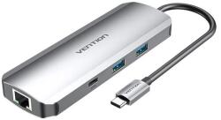 Vention USB-C Docking Station (USB-C -> HDMI/USB-C Gen 1/USB3.0x2/RJ45/SD/TF/TRRS 3.5mm/PD (0, 15m) (TOMHB)