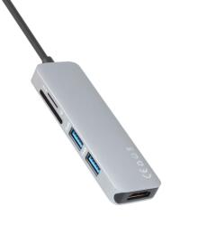 VCOM CU430M Dokkoló - USB 3.1-C apa, HDMI-A, 2xUSB 3.0, MicroSD, SD Adapter, Ezüst (CU430M)