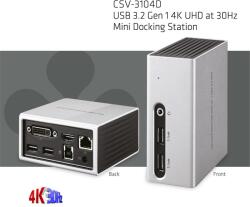 Club 3D Notebook Dokkoló - CSV-3104D (4K UHD, 3.0 USB-A to HDMI, DVI-I, 4xUSB-A, RJ45, 3.5 Jack Audio + Mic) (CSV-3104D) - pcx