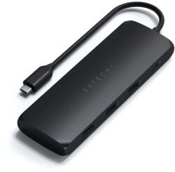 Satechi Aluminium USB-C Hybrid Multiport adapter, SSD tárolórekesszel, HDMI 4K, 2 x USB-A 3.1 Gen 2 akár 10 Gbps, Fekete (ST-UCHSEK)