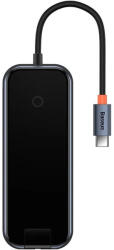 Baseus AcmeJoy 5 az 1-ben hub, USB-C - 2xUSB-A 3.0, USB-A 2.0, USB-C PD, RJ45, sötétszürke