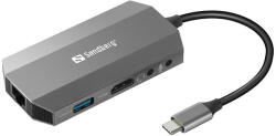 Sandberg Notebook Dokkoló - USB-C 6in1 Travel Dock (USB-C bemenet; HDMI+2xUSB3.0+USB-C+RJ45+SD kimenet) (PERSAN13633)