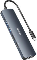 Sandberg notebook dokkoló - usb-c 8k display dock (bemenet: usb-c; kimenet: hdmi+dp+2xusb-a3.0+usb-c+rj45; 8k/30hz)