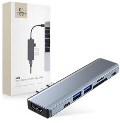 Tech-Protect HUB Tech-Protect V5 7in1 2x USB-C - USB-A 3.0 / USB-A 2.0 / 2x USB-C / HDMI / micro SD / TF / SD kártyaolvasó - szürke