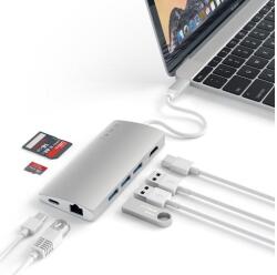 Satechi Aluminium Adapter V2 USB-C (USB-C, 3x USB-A, 4K HDMI, micro/SD kártyaolvasó, Ethernet) (ezüst) (ST-TCMA2S)