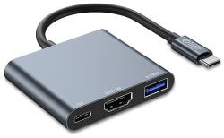 Tech-Protect HUB Tech-Protect V1 3in1 USB-C - USB-A 3.0 / USB-C PD 100W / HDMI 4K 30Hz - szürke