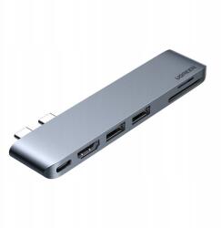 UGREEN 6 az 1-ben adapter Ugreen CM380 Usb-c Hub MacBook Air Pro készülékhez (szürke)