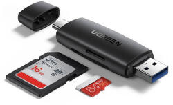 UGREEN CM304 USB-A + USB-C adapter SD + microSD kártyaolvasó, fekete