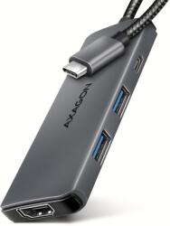 AXAGON HMC-5H8K USB 5Gbps hub 2x USB-A USB-C HDMI 8k/30Hz PD 100W kabel USB-C Vezetékes USB 3.2 Gen 1 (3.1 Gen 1) Type-C Szürke (HMC-5H8K)