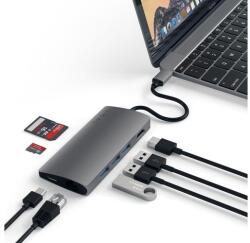 Satechi Aluminium Adapter V2 USB-C (USB-C, 3x USB-A, 4K HDMI, micro/SD kártyaolvasó, Ethernet) (csillag szürke) (ST-TCMA2M)