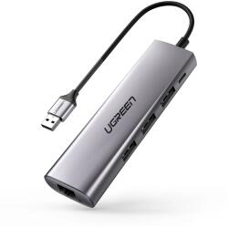 UGREEN CM266 5 az 1-ben dokkoló USB-A 3.0 - RJ45 / 3x USB-A 3.0 / micro USB adapter - szürke