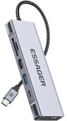 Essager Dokkolóállomás, Essager, EHB08-QK0G-Z, HDMI, 2xUSB-A, SD-kártya, TF-kártya (szürke)