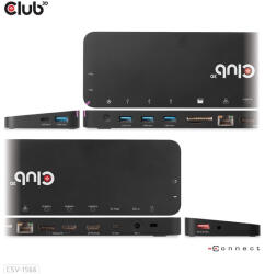 Club 3D Notebook Dokkoló - CSV-1566 (120W, USB-C to 5x USB-A Gen 1, USB-C Gen 1, 2xHDMI, DP, RJ45, SD. TF. 3, 5 Jack, DC) (CSV-1566) - tonerklinika