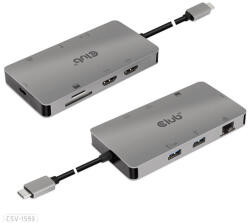 Club 3D USB Hub - CSV-1593 (3.1 USB-C Gen 1 to 2xHDMI, 2xUSB-A 3.2 Gen 1, USB-C 3.2 Gen 1, SD, Micro SD, RJ45, 4K60Hz) (CSV-1593) - bstrade