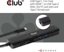 Club 3D USB Hub - CSV-1592 (3.1 USB-C Gen 1 to HDMI, 2xUSB-A BC1.2 charge, USB-C PD charge, SD, Micro SD, RJ45, 4K60Hz) (CSV-1592) - pixel