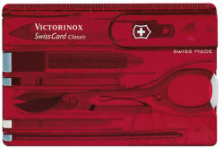 Victorinox Swiss Card Classic ajándék gravírozással, Áttetsző Piros - 0.7100. T (0_7100_T)