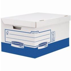 Fellowes Archiváló Konténer - Karton, Ultra Erős, Nagy, Bankers Box Basic, 10 db/csomag, Kék- Fehér