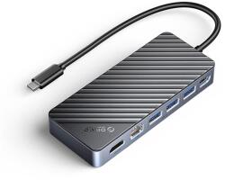 ORICO Notebook Dokkoló - OM28PR-G2-BK (Bemenet: USB-C, Kimenet: HDMI/USB-A+C/RJ45/M. 2/PD100W, sötétszürke) (ORICO-OM28PR-G2-BK-EP) - techsend