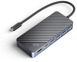 ORICO Notebook Dokkoló - OM28PR-G2-BK (Bemenet: USB-C, Kimenet: HDMI/USB-A+C/RJ45/M. 2/PD100W, sötétszürke) (ORICO-OM28PR-G2-BK-EP) - bstrade