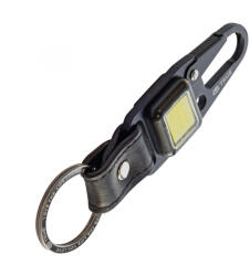 Somogyi Elektronic True Utility Cliplite, TU918, kulcstartó karabiner, tölthető lámpa, 4 funkció, 47 lm COB LED, Li-ion, marhabőr szíj, rozsdamentes acélváz, TU918 (TU918)
