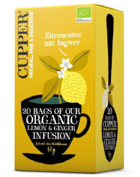 Cupper bio lemon&ginger citrom-gyömbér gyümölcstea 20db 50 g - foodker