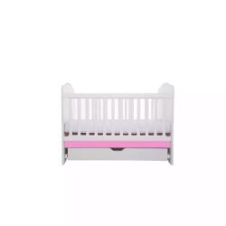 Eurogloria Patut Eurogloria Como cu sertar - Alb cu Roz + Saltea cocos confort 120 x 60 x 12 cm - inovius