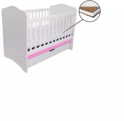 Eurogloria Patut Eurogloria Como cu sertar - Alb cu Roz + Saltea Cocos 10 cm