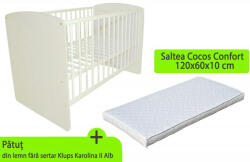 Klups Patut KLUPS Karolina II Alb + Saltea 10 MyKids Confort II (00009507)